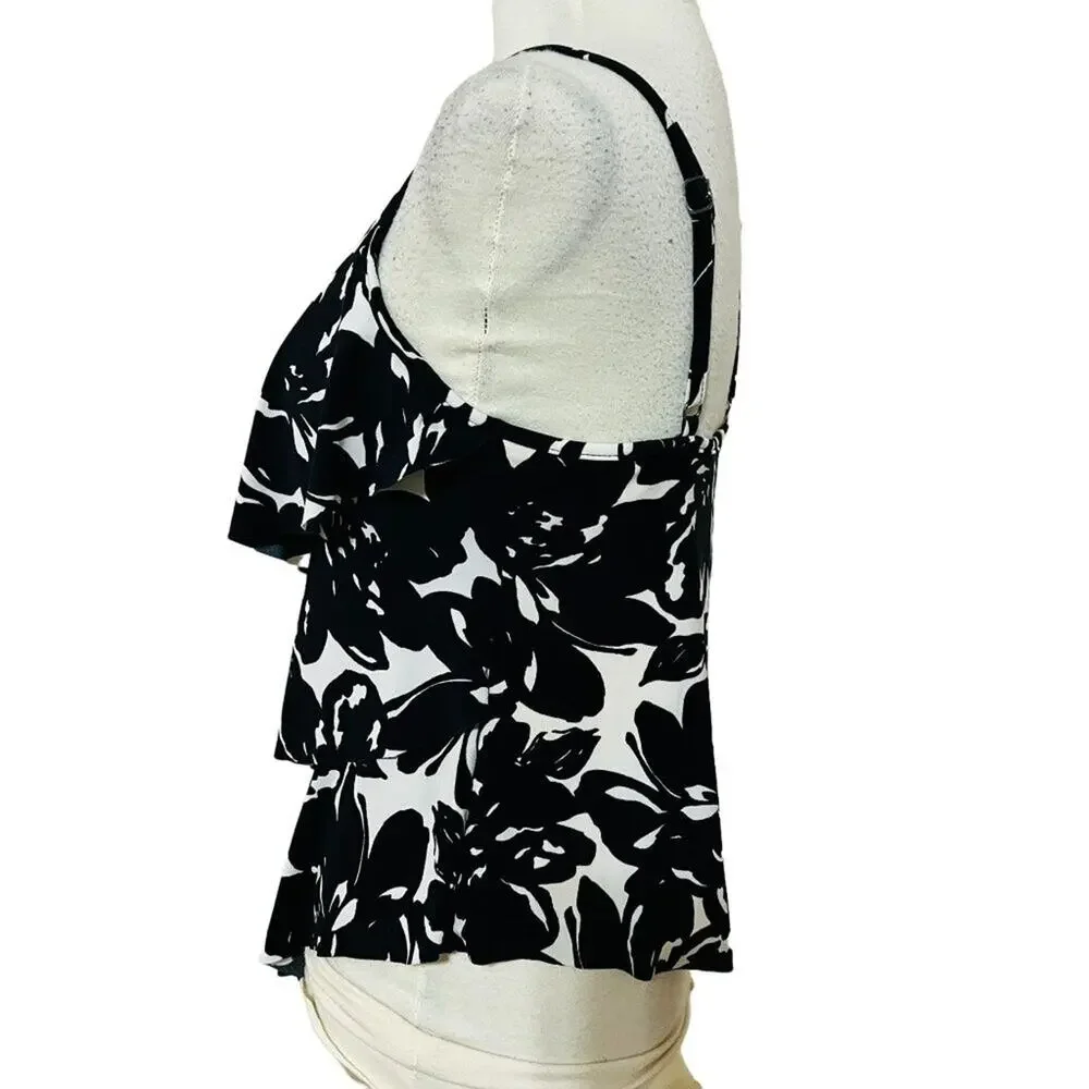 Magicsuit Magnolia Blossom Black White Rita Tankini Top Size 8